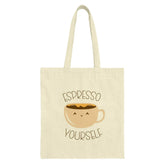 Espresso Yourself Tote Bag, Cute Coffee Lover Gift, Kawaii Coffee, Coffee Pun Bag, Coffee Addict, Gift for Her, Grocery Bag, Reusable Bag - Tawshia